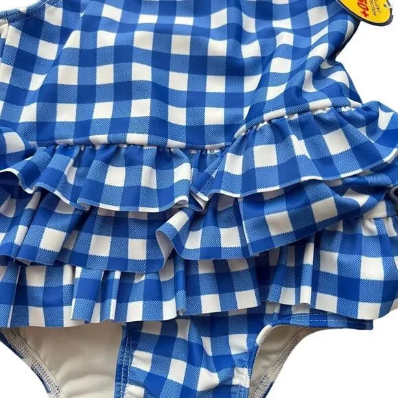 Tucker + Tate blue white gingham ruffle swimsuit baby girl size 3 months - Picture 3 of 5